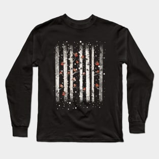 Birch Tree Forest and snow Long Sleeve T-Shirt